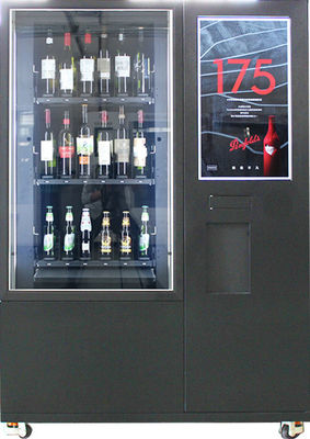 Μεγάλη μηχανή πώλησης κρασιού μπουκαλιών οθόνης αφής με το μακρινό αποδέκτη του Μπιλ πλατφορμών και νομισμάτων