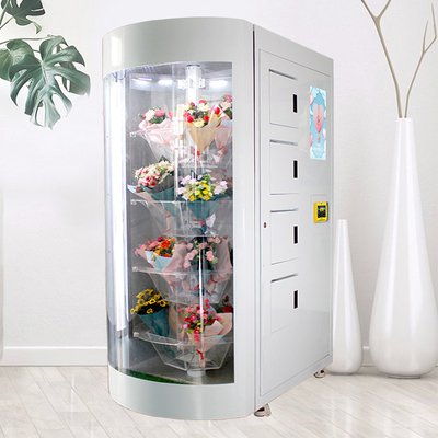 Κατεψυγμένη υγραμένη μηχανή πώλησης ανθοδεσμών λουλουδιών με το διαφανές ράφι