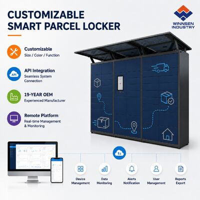 Ποιότητα Winnsen Smart Parcel Locker με Cloud Remote Management, οθόνη αφής Android 15,6" και κονσόλα με 600 πόρτες για παραλαβή 24/7 εργοστάσιο