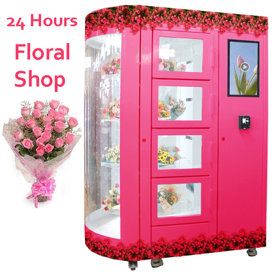 Περιστρεφόμενη μηχανή πώλησης λουλουδιών ανθοδεσμών φωτισμού οδηγήσεων έξυπνο σύστημα ντουλαπιών 24 ωρών